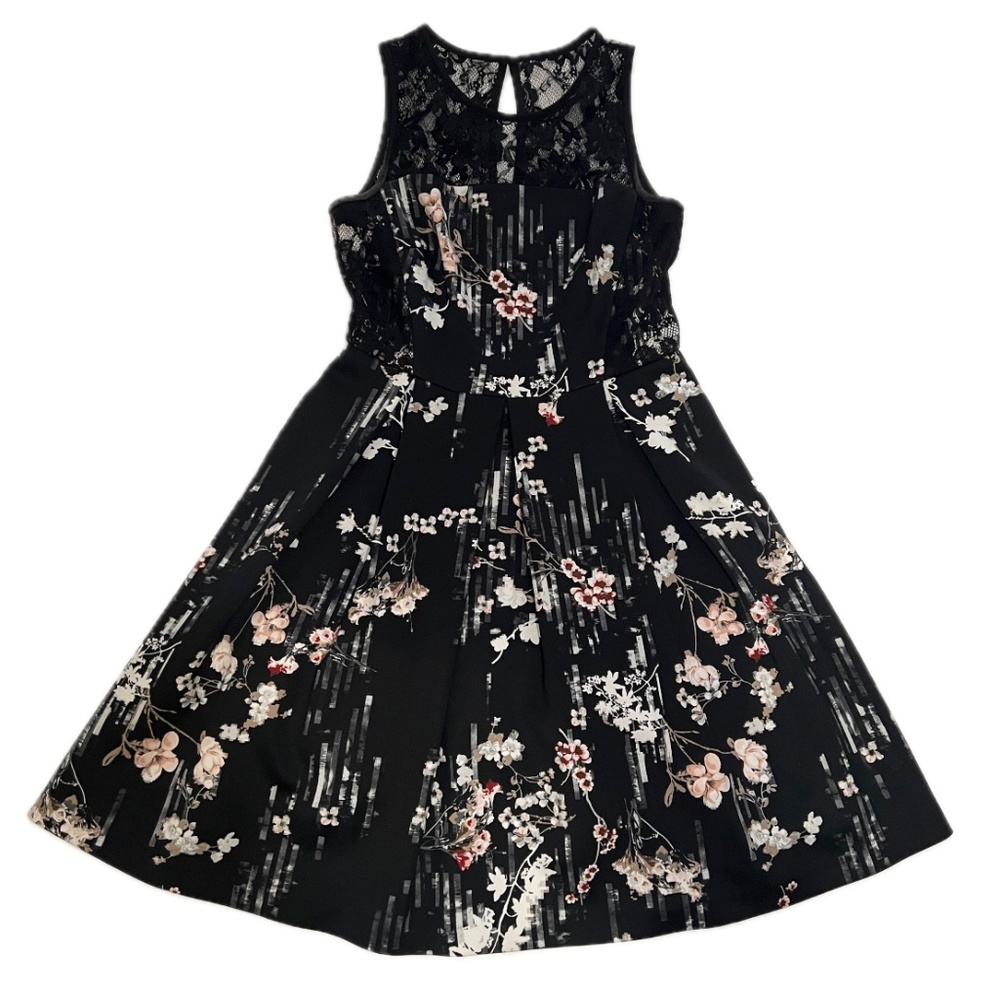 White House Black Market Women's Midi Floral Dress Size 4 Floral Zip Up Lined